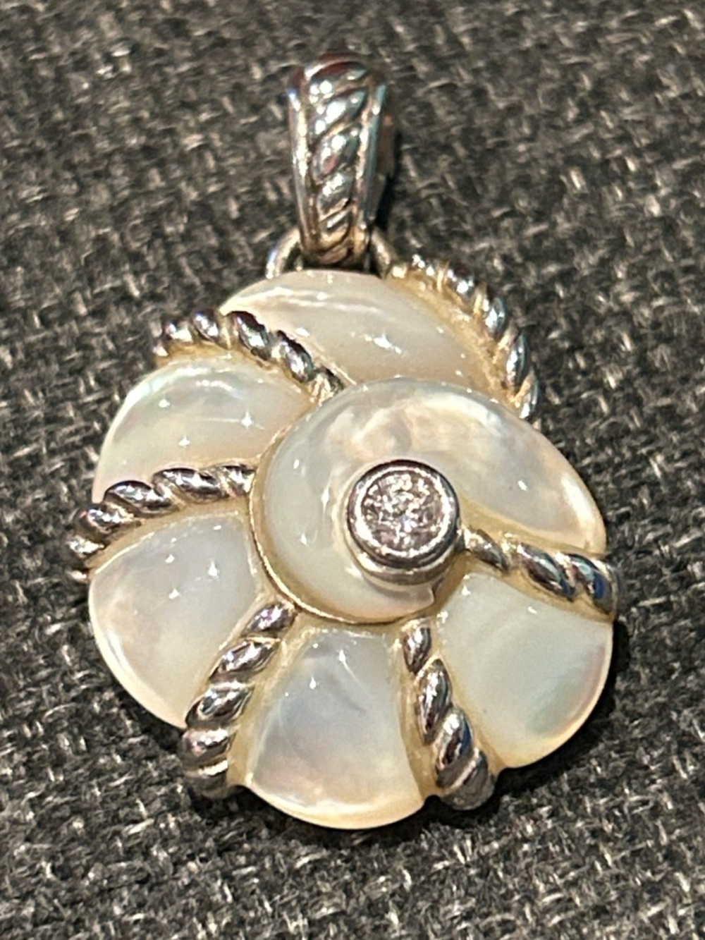 JUDITH RIPKA MOTHER OF PEARL SEA SHELL PENDANT ENHANCER STERLING SILVER QVC